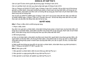 Nghị quyết 29/2017/NQ-HĐND giá dịch vụ khám chữa bệnh không thuộc quỹ bảo hiểm y tế Quảng Nam