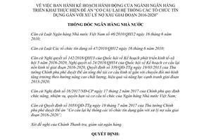 Quyết định 1533/QĐ-NHNN 2017 Cơ cấu lại hệ thống các tổ chức tín dụng gắn với xử lý nợ xấu 2020