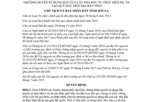 Quyết định 2001/QĐ-UBND 2017 giao Ủy ban nhân dân cấp Giấy chứng nhận quyền sử dụng đất Sơn La