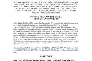 Nghị quyết 58/2017/NQ-HĐND sửa 93/2014/NQ-HĐND cấp nước sinh hoạt cán bộ khó khăn Sơn La