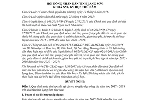 Nghị quyết 26/2017/NQ-HĐND mức thu học phí cơ sở giáo dục công lập năm học Lạng Sơn 2017 2018