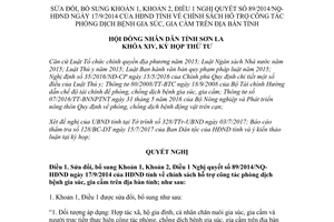 Nghị quyết 56/2017/NQ-HĐND sửa 89/2014/NQ-HĐND hỗ trợ phòng dịch bệnh gia súc Sơn La