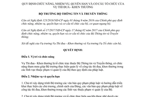 Quyết định 1222/QĐ-BTTTT 2017 nhiệm vụ quyền hạn cơ cấu tổ chức Vụ Thi đua Khen thưởng