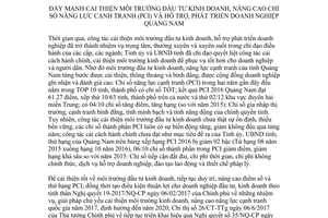 Chỉ thị 12/CT-UBND 2017 cải thiện môi trường đầu tư kinh doanh năng lực cạnh tranh Quảng Nam