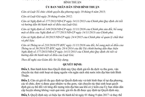 Quyết định 21/2017/QĐ-UBND giá dịch vụ vận chuyển rác thải sinh hoạt ngân sách Bình Thuận