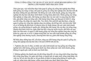 Chỉ thị 13/CT-UBND 2017 quản lý sản xuất kinh doanh giống cây trồng lâm nghiệp Quảng Nam