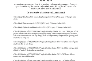 Quyết định 54/2017/QĐ-UBND trách nhiệm quyết toán dự án sử dụng vốn nhà nước Huế