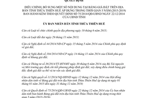 Quyết định 53/2017/QĐ-UBND điều chỉnh bảng giá đất tại 75/2014/QĐ-UBND Huế