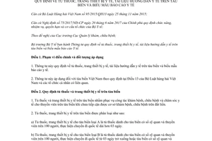 Thông tư 32/2017/TT-BYT tủ thuốc trang thiết bị tài liệu hướng dẫn y tế trên tàu biển biểu mẫu báo cáo