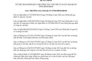 Quyết định 348/QĐ-HQBĐ 2017 Quy chế công tác văn thư Cục Hải quan tỉnh Bình Định