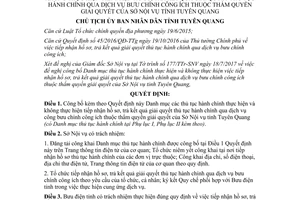 Quyết định 842/QĐ-UBND 2017 thủ tục hành chính không tiếp nhận trả qua bưu chính Tuyên Quang