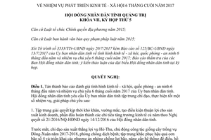 Nghị quyết 10/2017/NQ-HĐND nhiệm vụ phát triển kinh tế xã hội 6 tháng cuối năm Quảng Trị