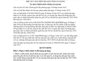 Quyết định 37/2017/QĐ-UBND mức thu học phí giáo dục mầm non phổ thông công lập An Giang