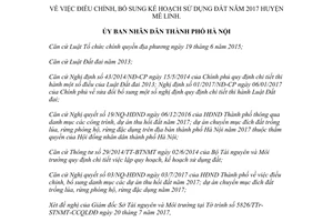Quyết định 5116/QĐ-UBND 2017 điều chỉnh Kế hoạch sử dụng đất huyện Mê Linh Hà Nội