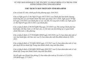 Quyết định 1388/QĐ-UBND 2017 Quy chế tổ chức hoạt động Trung tâm Hành chính công Hòa Bình