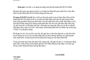 Công văn 1495/BHXH-CĐBHXH 2017 trả hồ sơ tuất trực tiếp thân nhân bưu điện Bảo hiểm Hồ Chí Minh