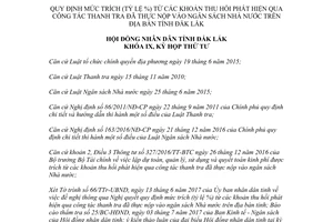 Nghị quyết 20/2017/NQ-HĐND mức trích khoản thu hồi thanh tra ngân sách Nhà nước Đắk Lắk