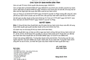 Quyết định 1898/QĐ-UBND 2017 thủ tục hành chính thẩm quyền Ban Quản lý Khu kinh tế Hà Tĩnh