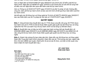 Quyết định 1905/QĐ-UBND 2017 công bố thủ tục hành chính Sở Khoa học Công nghệ Hà Tĩnh