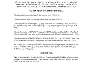 Quyết định 2392/2017/QĐ-UBND tiêu chí thủ tục công nhận đạt chuẩn nông thôn mới Thanh Hóa