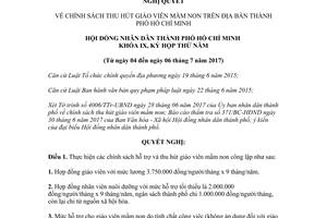 Nghị quyết 04/2017/NQ-HĐND chính sách thu hút giáo viên mầm non Hồ Chí Minh