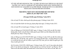 Nghị quyết 01/2017/NQ-HĐND bãi bỏ lệ phí bản sao trích lục hộ tịch 124/2016/NQ-HĐND Hồ Chí Minh