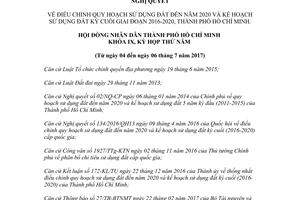 Nghị quyết 11/NQ-HĐND 2017 điều chỉnh quy hoạch sử dụng đất kế hoạch sử dụng đất Hồ Chí Minh