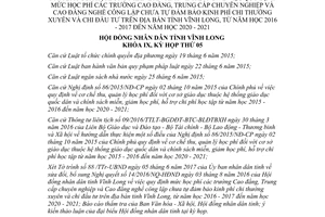 Nghị quyết 62/2017/NQ-HĐND bổ sung 14/2016/NQ-HĐND học phí cao đẳng trung cấp Vĩnh Long