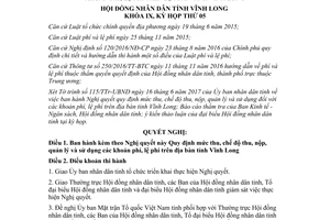 Nghị quyết 57/2017/NQ-HĐND mức thu chế độ thu nộp quản lý sử dụng khoản phí lệ phí Vĩnh Long