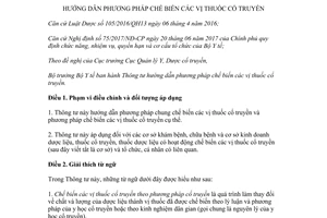 Thông tư 30/2017/TT-BYT hướng dẫn phương pháp chế biến các vị thuốc cổ truyền