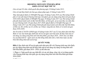 Nghị quyết 51/2017/NQ-HĐND hỗ trợ ngân sách thực hiện xây dựng xã nông thôn mới Hòa Bình