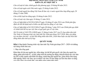 Nghị quyết 15/2017/NQ-HĐND Chương trình việc làm tỉnh Tây Ninh 2017 2020