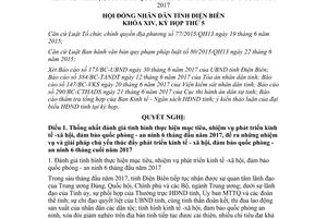 Nghị quyết 62/2017/NQ-HĐND giải pháp thúc đẩy phát triển kinh tế xã hội quốc phòng an ninh Điện Biên