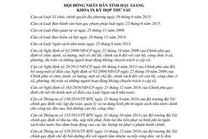 Nghị quyết 08/2017/NQ-HĐND sửa đổi chế độ chi tiêu hành chính sự nghiệp Hậu Giang