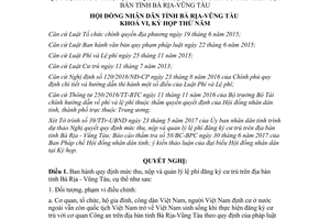 Nghị quyết 23/2017/NQ-HĐND mức thu nộp quản lý lệ phí đăng ký cư trú Bà Rịa Vũng Tàu