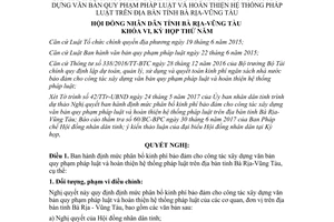 Nghị quyết 24/2017/NQ-HĐND kinh phí công tác xây dựng văn bản quy phạm Vũng Tàu