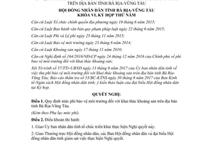 Nghị quyết 11/2017/NQ-HĐND thu phí bảo vệ môi trường khai thác khoáng sản Vũng Tàu