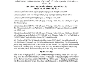 Nghị quyết 12/2017/NQ-HĐND bãi bỏ Nghị quyết phí sử dụng đường bộ mô tô Vũng Tàu