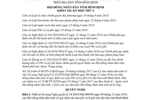 Nghị quyết 56/2017/NQ-HĐND bổ sung Nghị quyết 34/2016/NQ-HĐND quy định phí lệ phí Bình Định