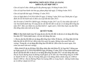 Nghị quyết 16/2017/NQ-HĐND bổ sung dự án cần thu hồi đất dự án có sử dụng đất trồng lúa An Giang