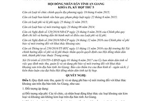 Nghị quyết 07/2017/NQ-HĐND mức thu quản lý phí bảo vệ môi trường khai thác khoáng sản An Giang