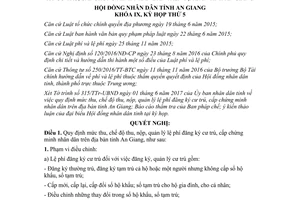 Nghị quyết 14/2017/NQ-HĐND lệ phí đăng ký cư trú cấp chứng minh nhân dân An Giang