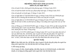 Nghị quyết 11/2017/NQ-HĐND thu chế độ nộp lệ phí cấp giấy phép người lao động nước ngoài An Giang