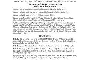 Nghị quyết 76/2017/NQ-HĐND bãi bỏ 44/2011/NQ-HĐND Quỹ quốc phòng an ninh Bình Định