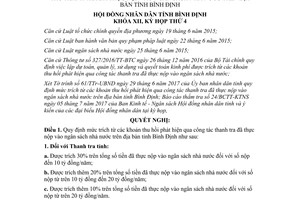 Nghị quyết 60/2017/NQ-HĐND trích thu hồi phát hiện công tác thanh tra nộp vào ngân sách Bình Định