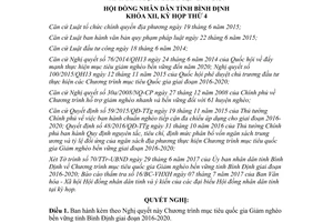 Nghị quyết 74/2017/NQ-HĐND mục tiêu quốc gia Giảm nghèo bền vững Bình Định 2016 2020