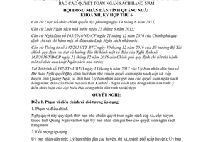 Nghị quyết 29/2017/NQ-HĐND thời hạn phê chuẩn quyết toán ngân sách xã huyện Quảng Ngãi