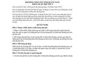 Nghị quyết 34/2017/NQ-HĐND mức thu phí bảo vệ môi trường khai thác khoáng sản Quảng Ngãi