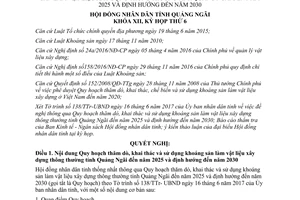 Nghị quyết 28/2017/NQ-HĐND thăm dò khai thác sử dụng khoáng sản vật liệu xây dựng Quảng Ngãi