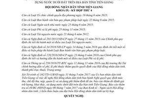 Nghị quyết 17/2017/NQ-HĐND mức phí thẩm định thăm dò trữ lượng nước dưới đất Tiền Giang